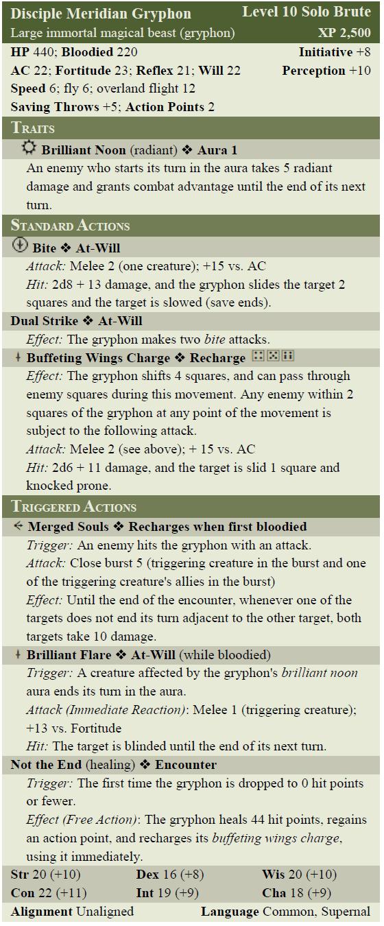 Disciple Meridian Gryphon Stats